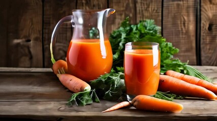 Canvas Print -  Freshly squeezed carrot juice a healthy and vibrant start to your day