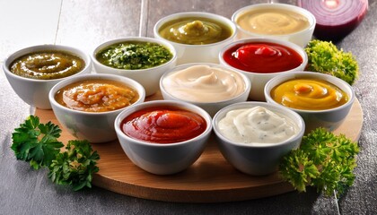 Wall Mural - Bowls with various types of sauce