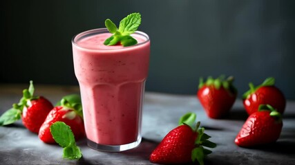 Wall Mural -  Freshly blended strawberry delight ready to be savored