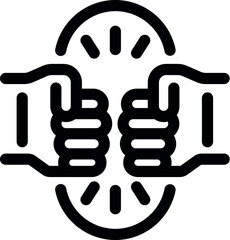 Sticker - Two people shaking hands making a deal on time, simple black and white vector icon