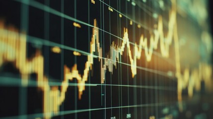 Poster - Detailed view of a financial chart showing gold price movements, with candlestick patterns and indicators on a computer monitor
