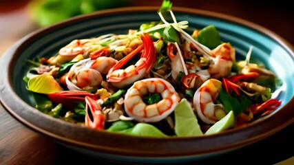 Wall Mural -  Delicious shrimp salad ready to be savored