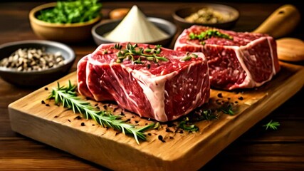 Canvas Print -  Deliciously prepared cuts of meat ready to be savored