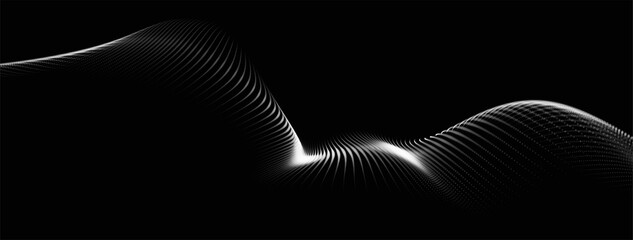 Wall Mural - Abstract digital particle wave. Technology background. Futuristic dot wave. Network connection structure. Presentation design background. Technology or science banner. 3d rendering.