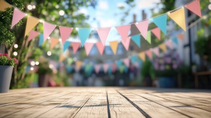 The colorful festival bunting