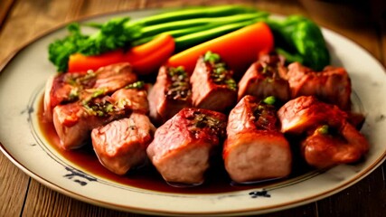 Wall Mural -  Deliciously grilled meat skewers with vibrant vegetables ready to be savored