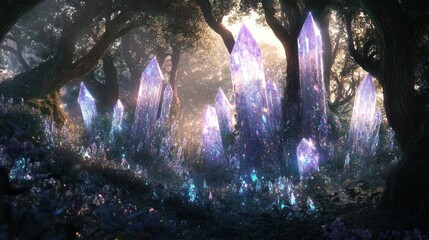 Sticker - Crystal Forest with Iridescent Glow