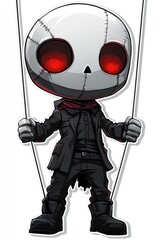 Poster - Puppet Master with Red Eyes and Stitched Skull