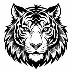 tiger head silhouette vector illustration mascot logo