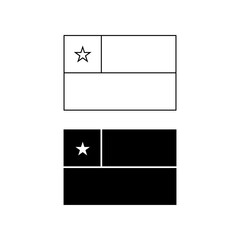 Poster - black white flag of chile icon