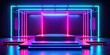 © Jane Studio - Neon retro futuristic stage with rectangular podium for product presentation