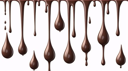 Wall Mural - Dripping chocolate isolated on white background.