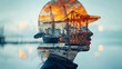 © Anan - Marine Engineer technology Double Exposure Art A striking double exposure image of a person's profile