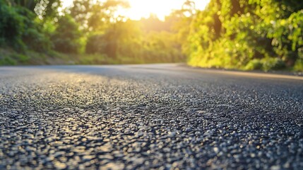 Wall Mural - Side view asphalt road on sunny summer day near the mountain : Generative AI