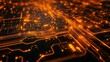 © Lush Diaries - Abstract glowing orange circuit board.