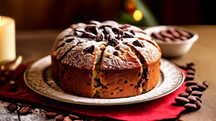 Wall Mural -  Deliciously baked bread with chocolate chips ready to be savored