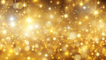 sparkling gold background with stars and bokeh. beautiful luxury background for christmas or new yea
