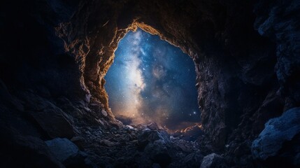 Poster - A View of the Milky Way Through a Rock Formation