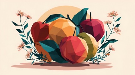 Poster - Polygonal Fruit Still Life