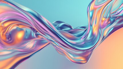 Wall Mural - Vibrant Abstract Swirl with Iridescent Hues and Fluid Motion