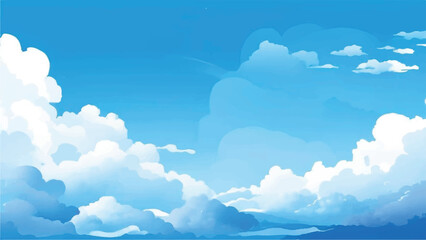 Clouds and sky Background. Blue sky background with white clouds. Watercolor vector illustration of blue sky and clouds.