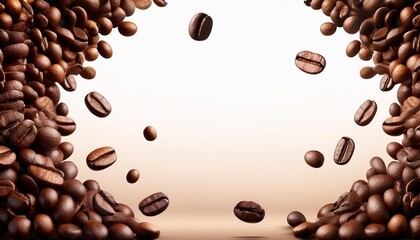 Wall Mural - scattering a few coffee beans around a copy space image