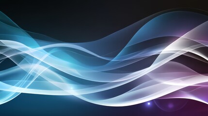Wall Mural - Abstract Blue Wavy Lines on Dark Background Digital Wallpaper