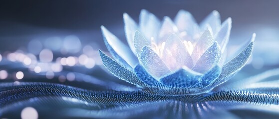 Sticker - Digital Data Privacy Concept with Futuristic Blue Lotus Flower Symbolizing Security and Protection