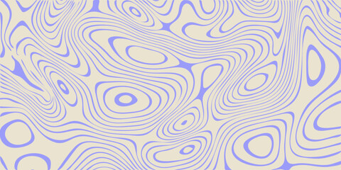 Wall Mural - Liquid flowing wavy texture. Abstract thin line pattern. Retro psychedelic background