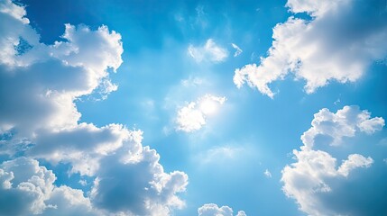 Poster - Beautiful clear sky  sunlight through the floating clouds  background with clouds on the blue sky  clouds on the blue sky