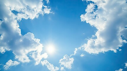 Wall Mural - Beautiful clear sky  sunlight through the floating clouds  background with clouds on the blue sky  clouds on the blue sky