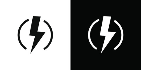 Wall Mural - lightning bolt icon Black line art vector logo set