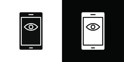 Wall Mural - Mobile Eye Icon Black line art vector logo set