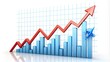 © Sirinporn - Upward trending line graph with arrows and percentage symbols on a white background, illustrating business success and increasing revenue in a growing market.