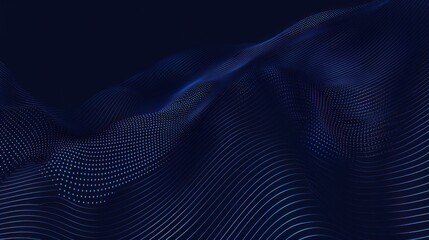 Wall Mural - Abstract Wavy Lines with Blue Dots on Deep Blue Background