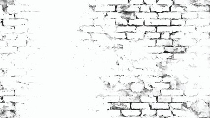 Wall Mural - Brick wall background. Distress brick wall overlay texture. Grunge Background. Black and white brick wall background. 