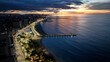 © bydronevideos - Night Beach At Fortaleza In Ceara Brazil. Downtown City. Urban Cityscape. Beach Landscape. City Scape Scenery. Night Beach At Fortaleza In Ceara Brazil.