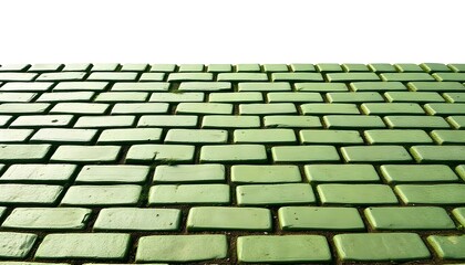 Wall Mural - A green brick road isolated on a white background