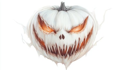 A scary pumpkin with a scary face