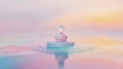 Wall Mural - a drop of water sits on the surface of a body of water