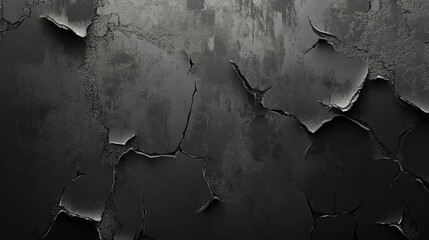 Wall Mural - Luxury black metal gradient background with distressed cracked concrete texture.