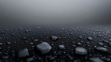 Wall Mural - a black and white photo of a rocky surface with water droplets on it