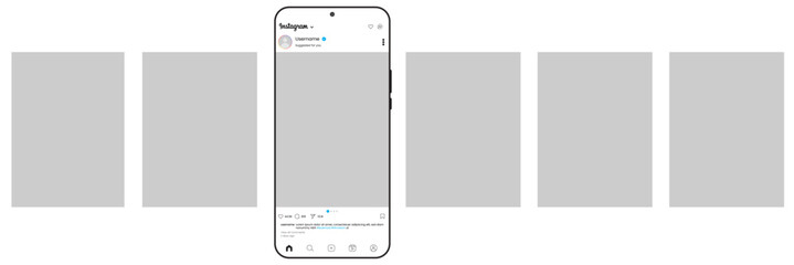 smartphone with carousel interface post on social network