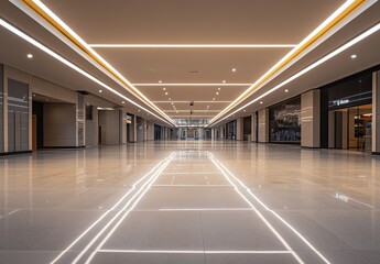 Poster - Empty Interior Hallway of a Modern Shopping Mall