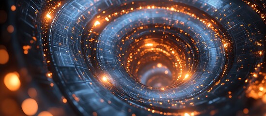 Canvas Print - Dynamic tech spiral with glowing light elements.