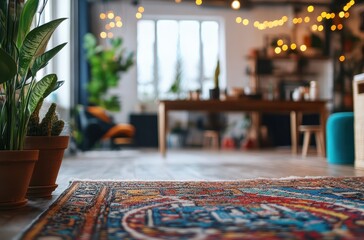 Canvas Print - Close up of a colorful rug in an apartment