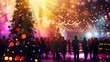 © Creations Photo  - Illustration of a Christmas party with festive decorations and lights.