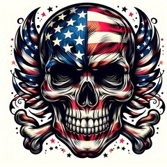 Wall Mural - Skull with wings and flag americus work