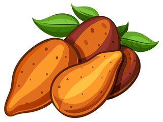 Wall Mural - Sweet Potato vector, illustration of Sweet Potato isolated on white background