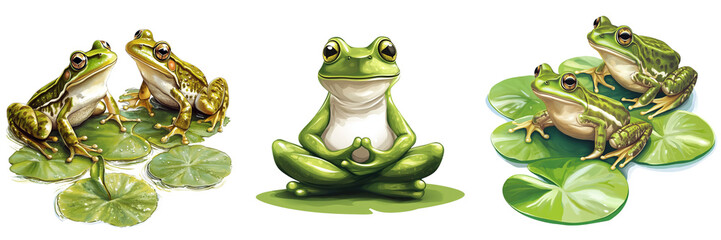 Set off peaceful frogs Add pond sense home isolated on a transparent background